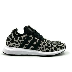 Adidas Swift Run Womens Running Shoe White Black Animal Leopard Trainer Sneaker